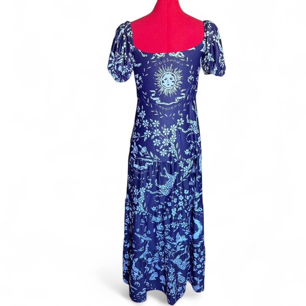 Smith & Quinn Small navy blue & white floral maxi dress celestial cottagecore - Picture 5 of 8